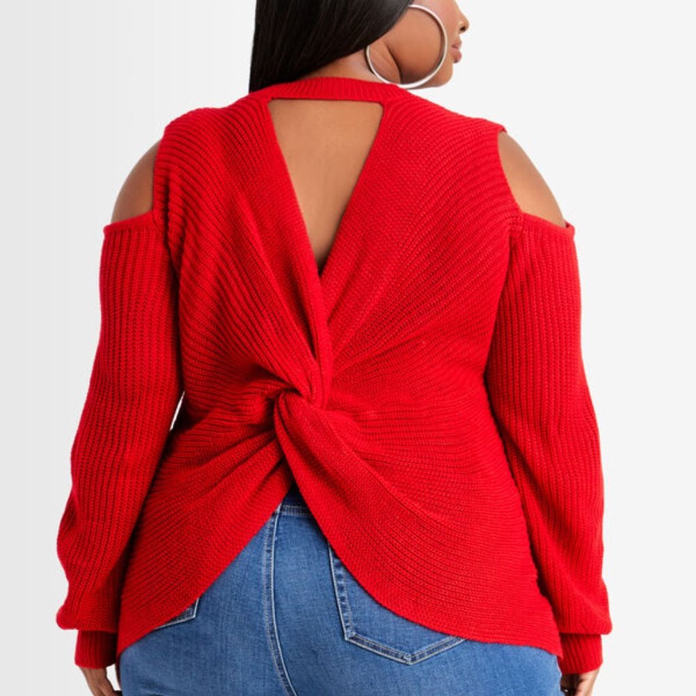 Cold Shoulder Knot Back Sweater (NWT)
